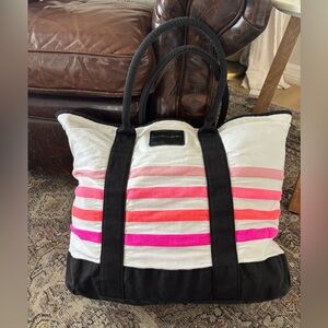 Victoria’s Secret  Large Tote Bag 
Pink black white stripe